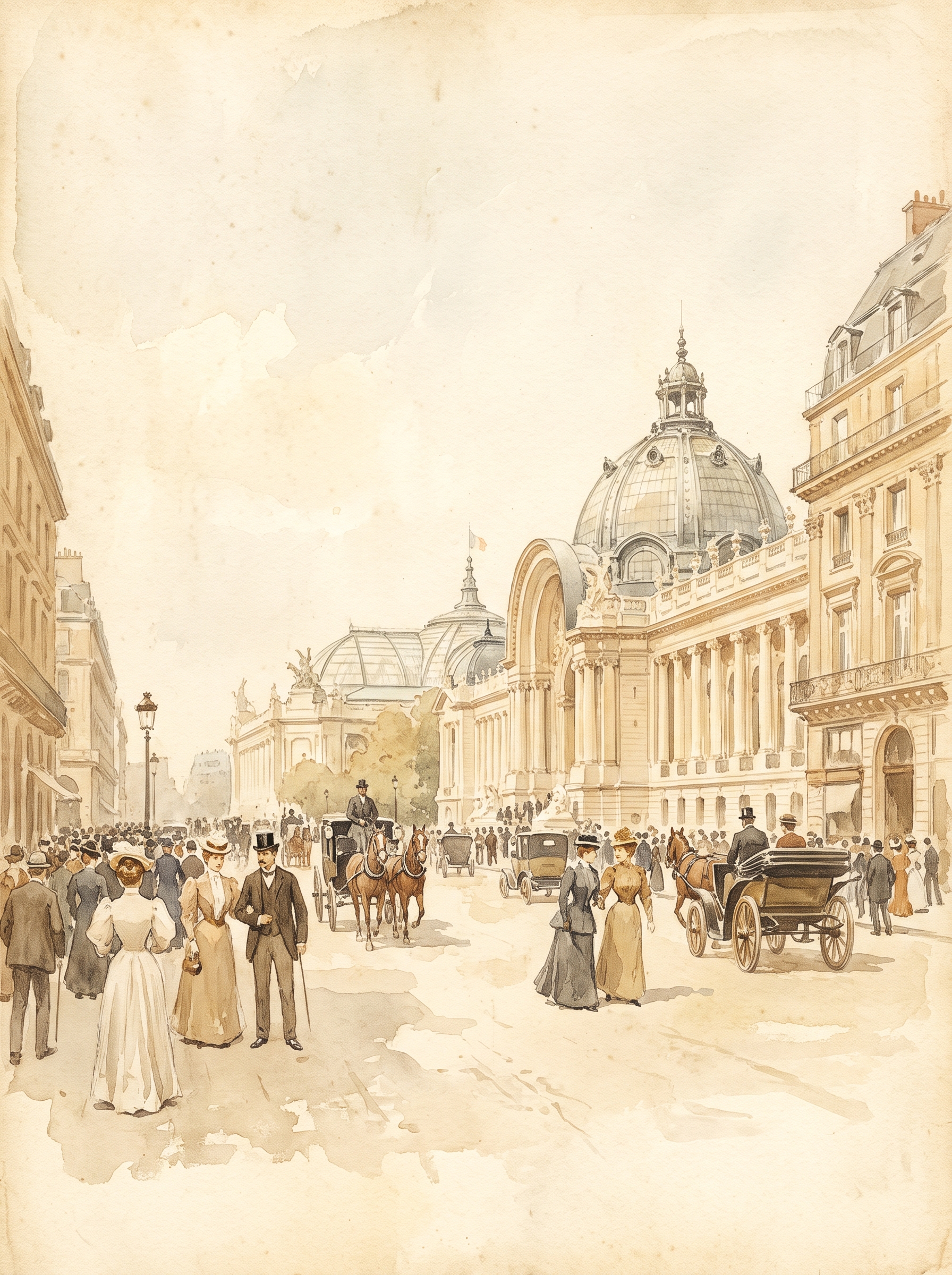1900 巴黎·香榭丽舍·Grand Palais 概念插画(1900 年世界博览会)